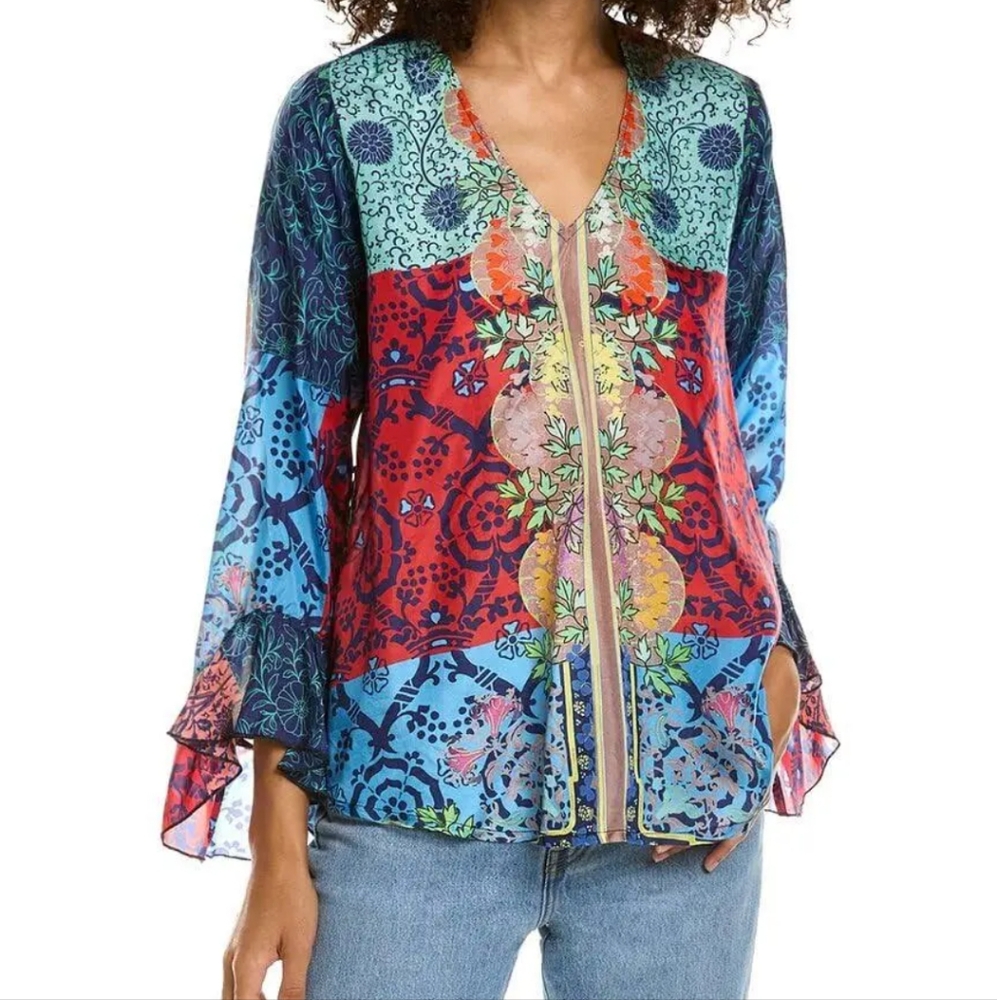 Sold On M Johnny Was Olivia Maricara 100% Silk Blouse